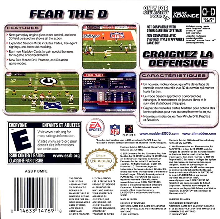 Madden NFL 2005 — box-2D-back (US)
