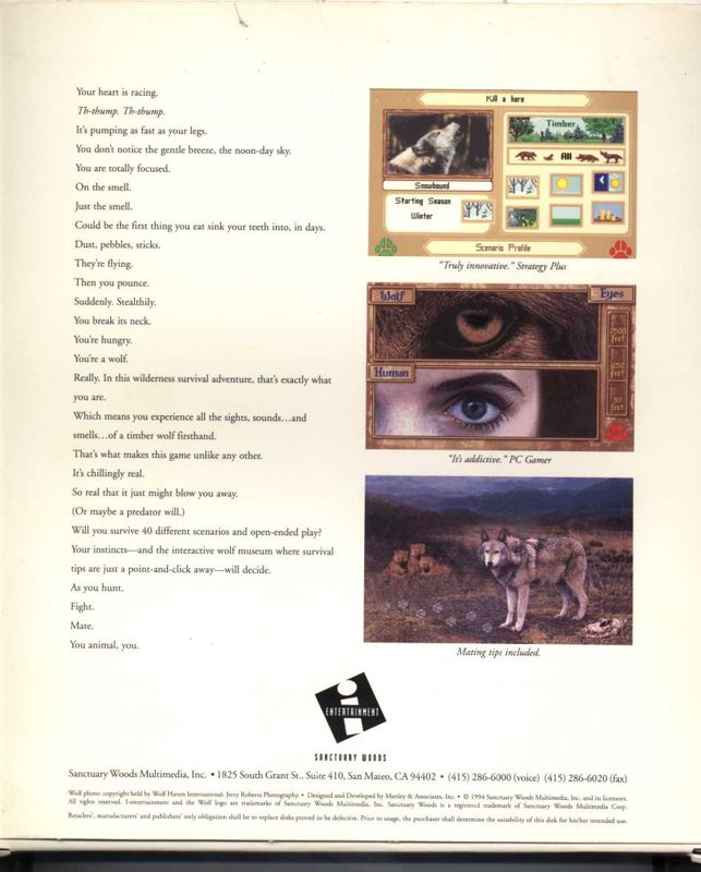 Wolf - The Simulation — box-2D-back (US)