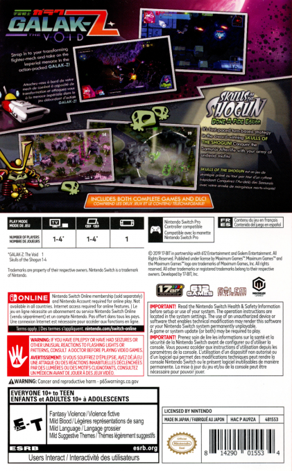 Galak-Z The Void & Skulls of the Shogun Bone a Fide Platinum Pack — box-2D-back (US)