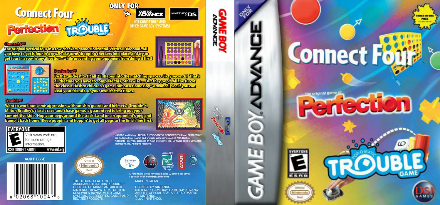 Three-in-one Pack - Connect Four + Perfection + Trouble — box-texture (US)