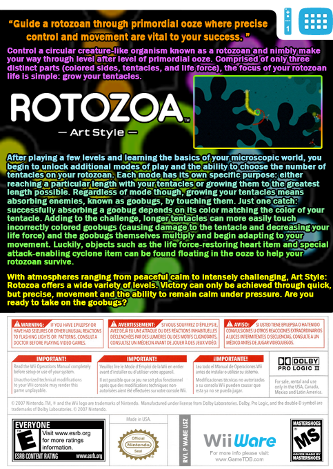 Art Style - Rotozoa — box-2D-back (US)