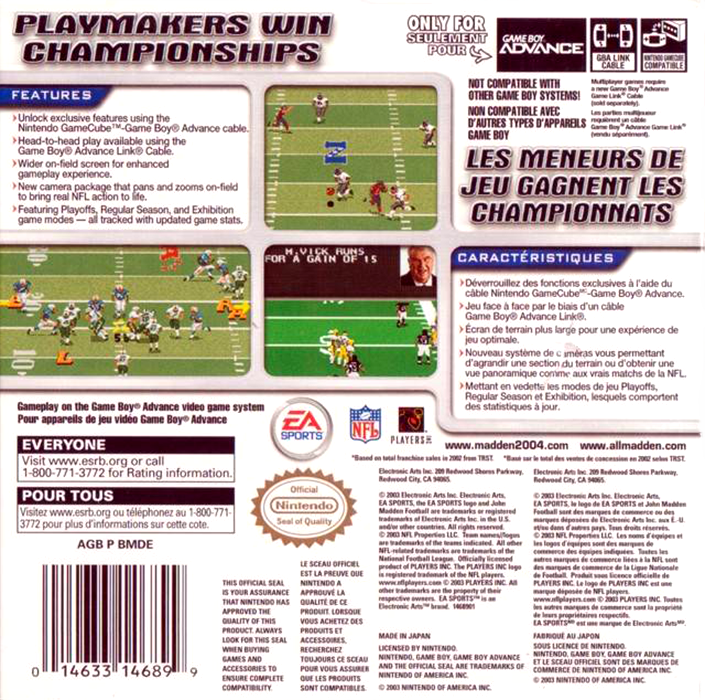 Madden NFL 2004 — box-2D-back (US)