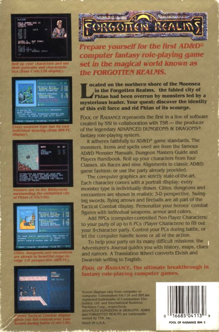 Pool Of Radiance — box-2D-back (US)