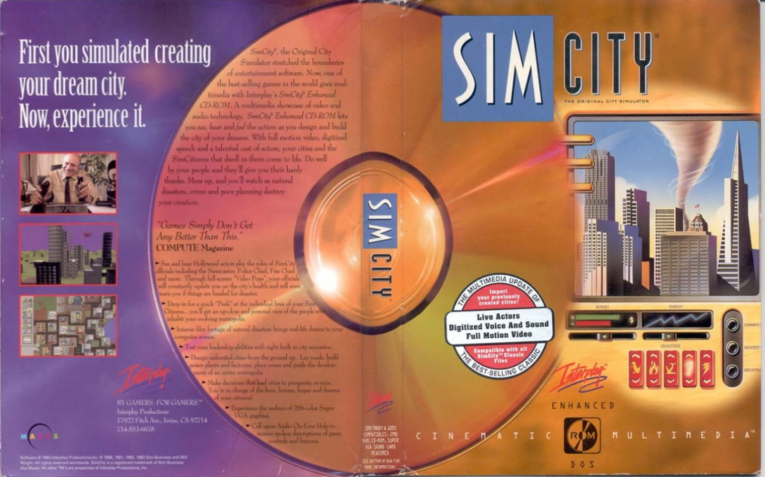 SimCity - Enhanced CD-ROM — box-texture (US)