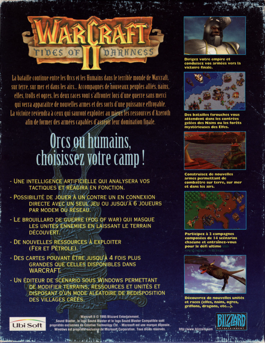 Warcraft 2 - Tides Of Darkness — box-2D-back (FR)