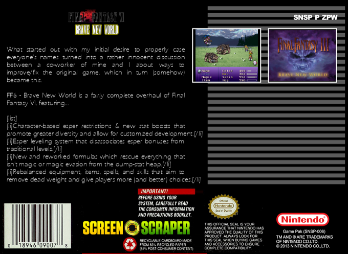 Final Fantasy VI : Brave New World — box-2D-back (SS)