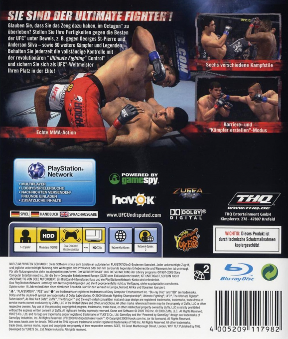 UFC 2009 Undisputed — box-2D-back (DE)