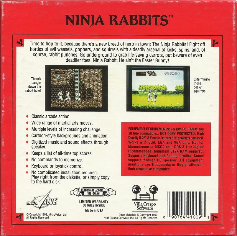 Ninja Rabbits — box-2D-back (US)