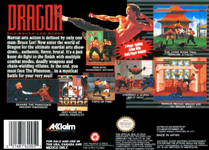 Dragon - The Bruce Lee Story — box-2D-back (US)