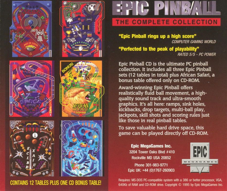 Epic Pinball - The Complete Collection — box-2D-back (CUS)