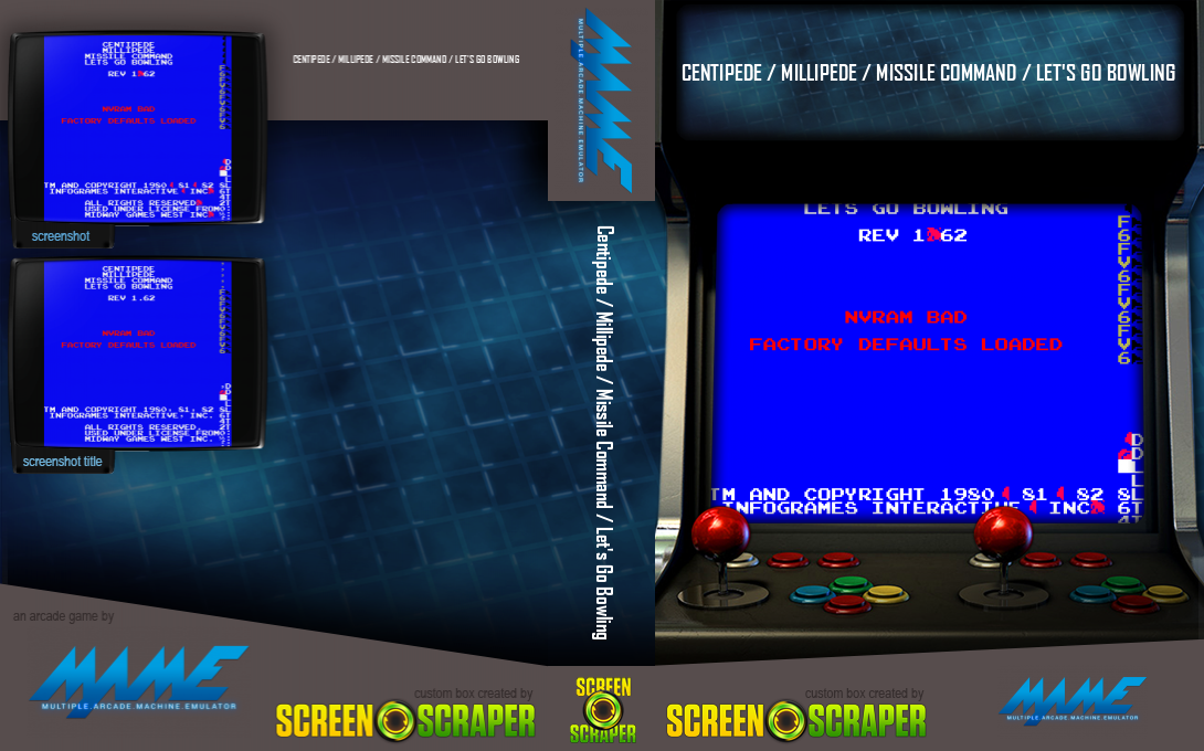 Centipede / Millipede / Missile Command / Let's Go Bowling — box-texture (SS)