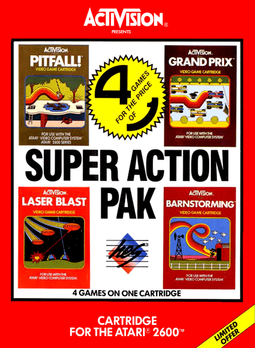 Super Action Pak - Pitfall / Grand Prix / Laser Blast / Barnstorming box art