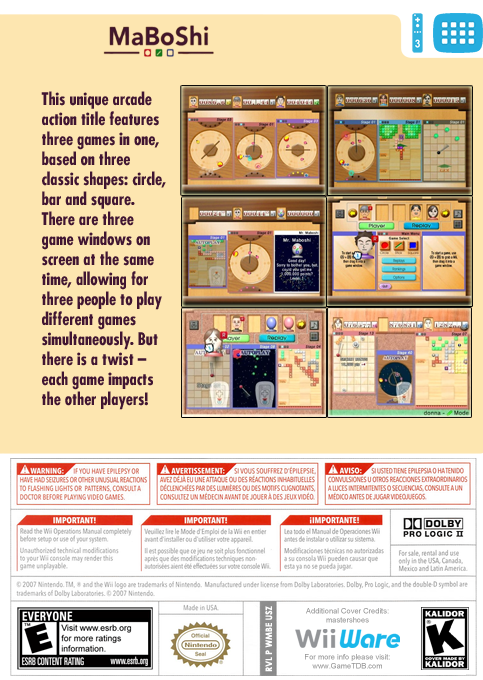 MaBoShi - The Three Shape Arcade — box-2D-back (US)