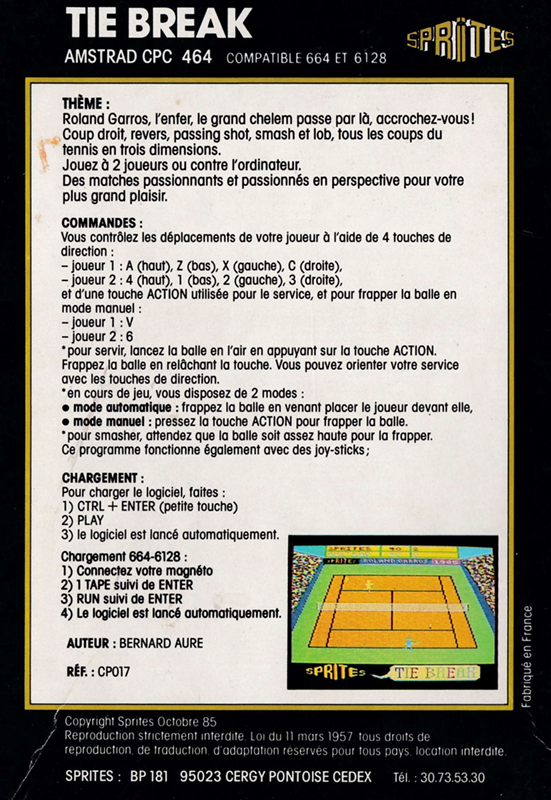Tie Break — box-2D-back (FR)