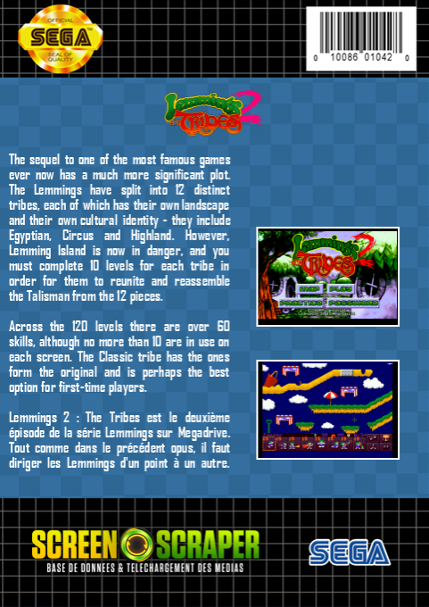 Lemmings 2 - The Tribes — box-2D-back (SS)