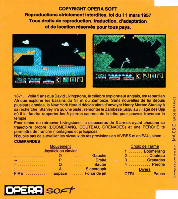 Livingstone, I Presume — box-2D-back (FR)