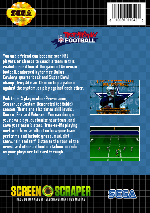 Troy Aikman Nfl Football — box-2D-back (SS)