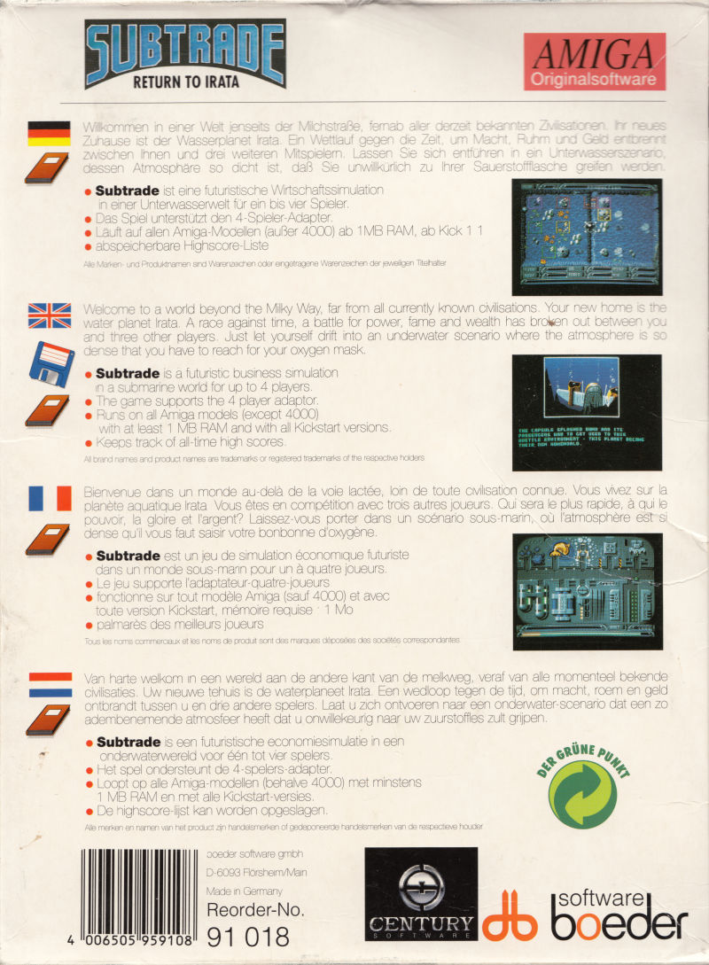 Subtrade : Return To Irata — box-2D-back (WOR)