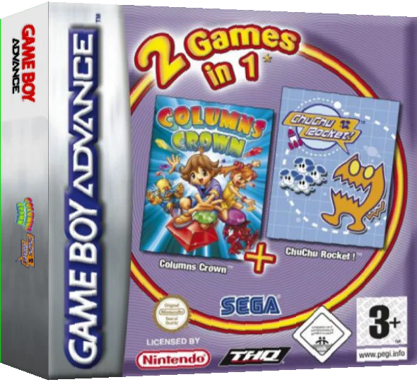 2 Games in 1 - Columns Crown + ChuChu Rocket! — box-3D (EU)