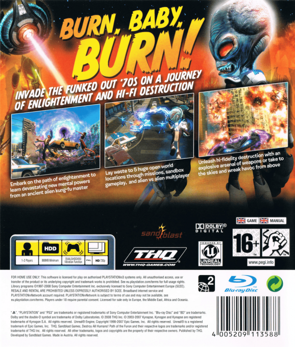 Destroy All Humans! Path of the Furon — box-2D-back (EU)