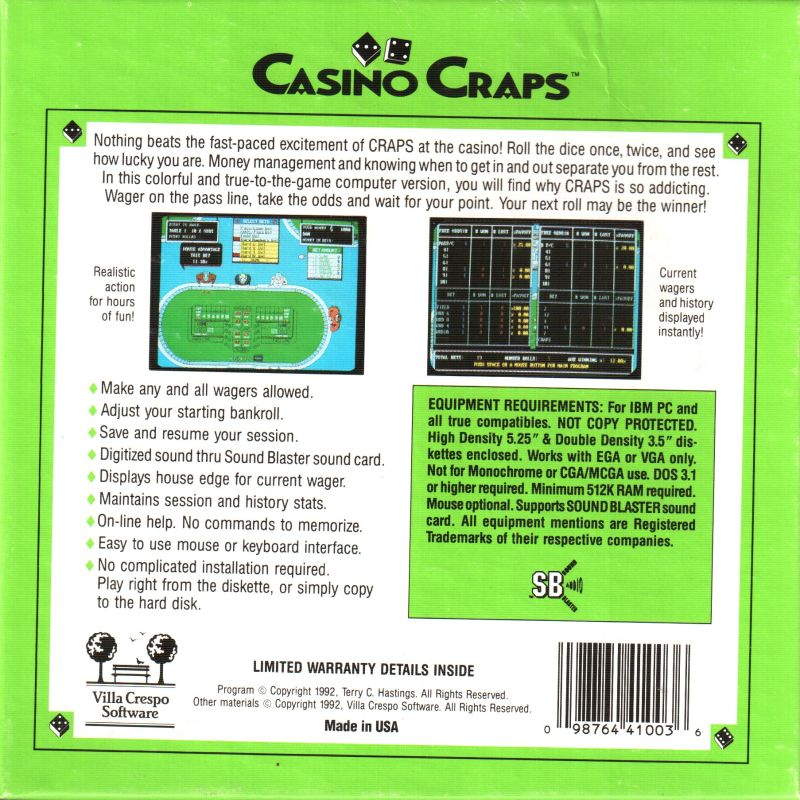 Casino Craps — box-2D-back (US)