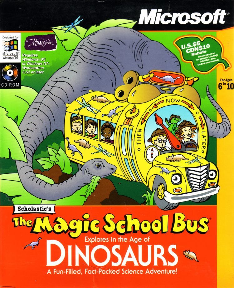 Scholastic's The Magic School Bus Explores in the Age of Dinosaurs box art