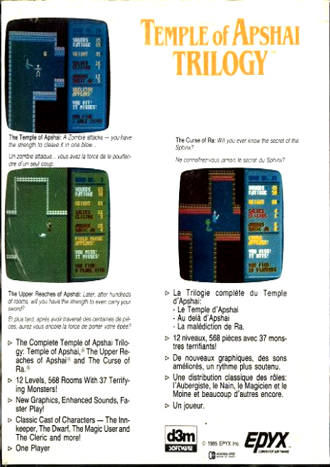 Trilogie Du Temple D'apshai, La — box-2D-back (WOR)