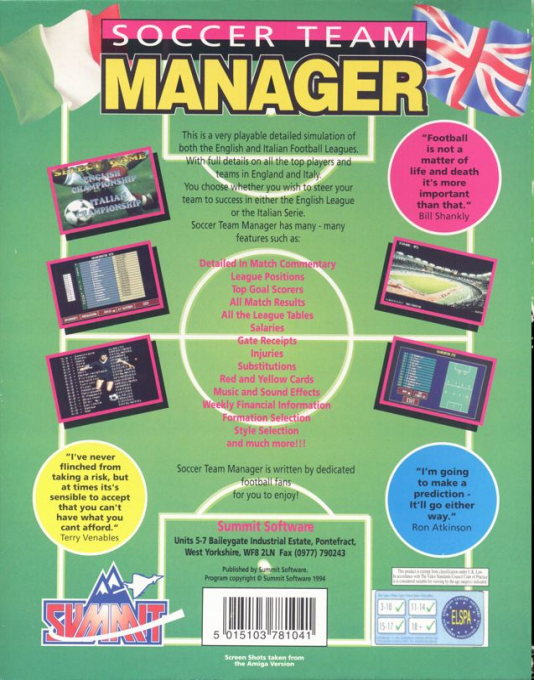 Soccer Team Manager — box-2D-back (EU)