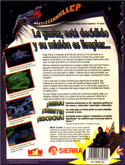 Space Quest 5 - The Next Mutation — box-2D-back (SP)