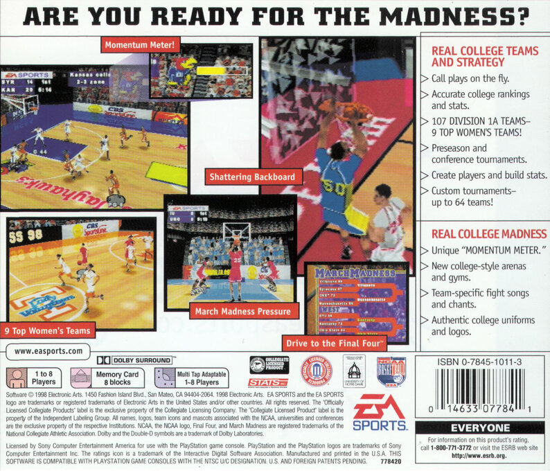 March Madness '98 — box-2D-back (US)