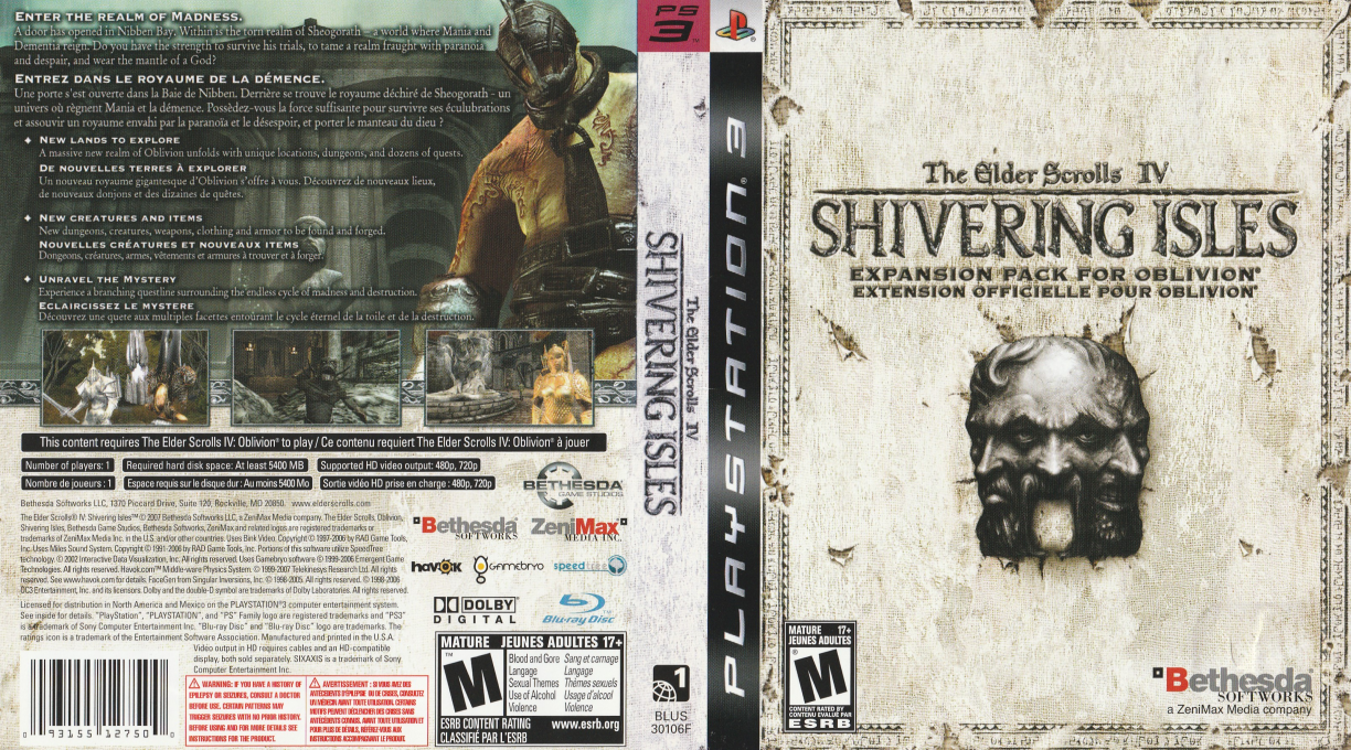 Elder Scrolls 4 - Oblivion - Shivering Isles, The — box-texture (CA)