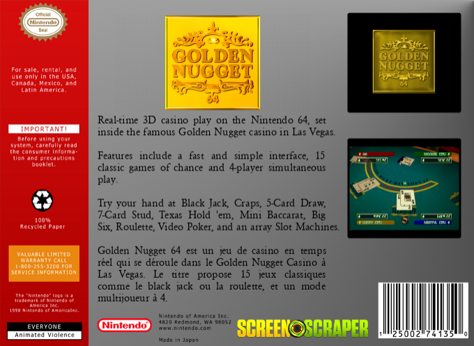 Golden Nugget 64 — box-2D-back (SS)