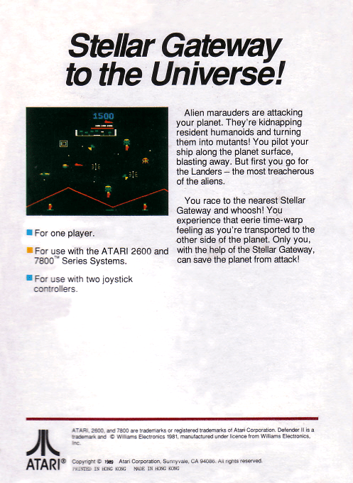 Defender II — box-2D-back (US)
