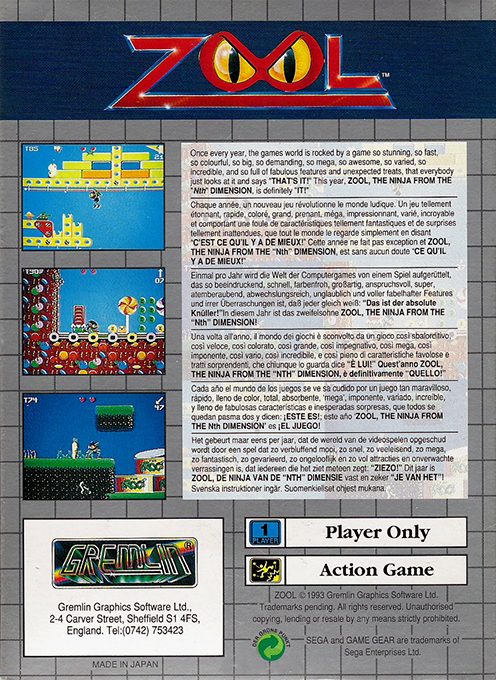 Zool - Ninja of the “Nth” Dimension — box-2D-back (EU)