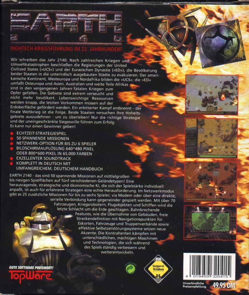 Earth 2140 — box-2D-back (DE)