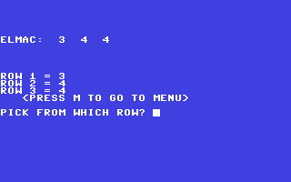 ELMAC plays Nim — ss (WOR)