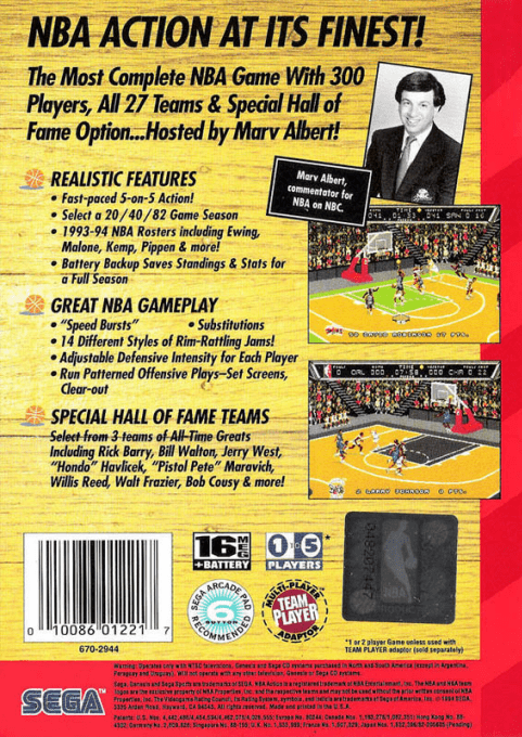 Nba Action '94 — box-2D-back (US)
