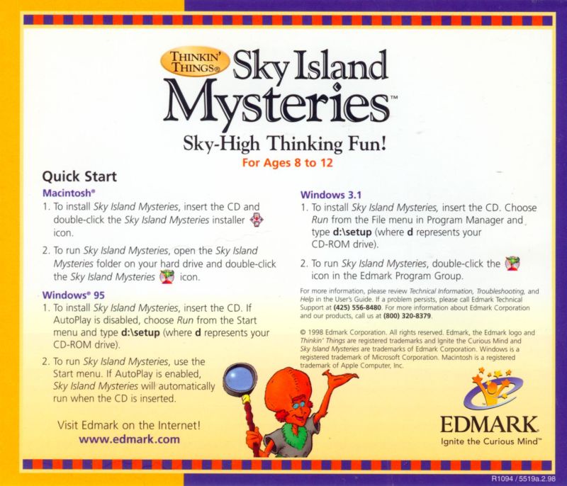 Thinkin' Things: Sky Island Mysteries — box-2D-back (WOR)
