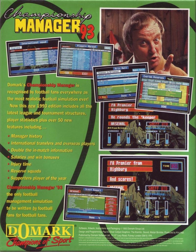 Championship Manager 93 — box-2D-back (UK)