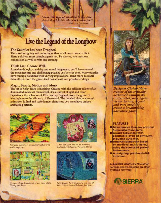 Legend of Robin Hood, The - Conquests of the Longbow — box-2D-back (WOR)