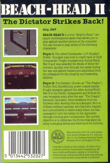 Beach-head 2 - The Dictator Strikes Back! — box-2D-back (EU)