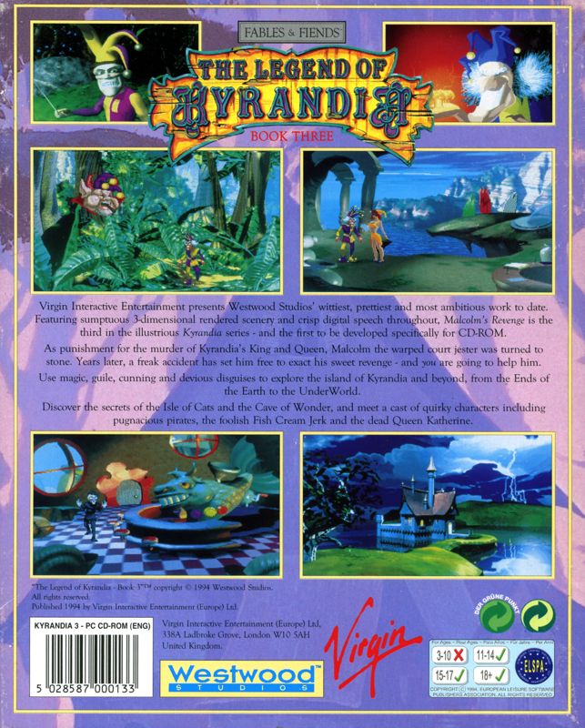 Legend Of Kyrandia, The - Book 3 - Malcolm's Revenge — box-2D-back (EU)
