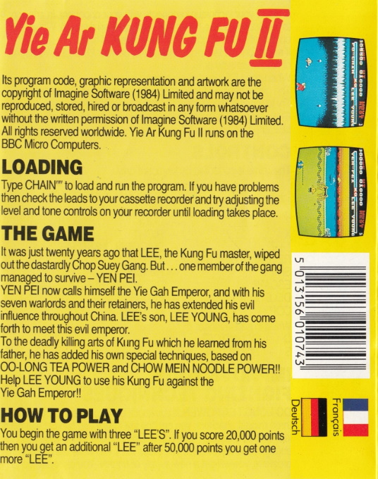 Yie Ar Kung-Fu 2 — box-2D-back (EU)
