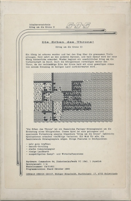 Successors of the Throne, The - War for the Crown II — box-2D-back (DE)