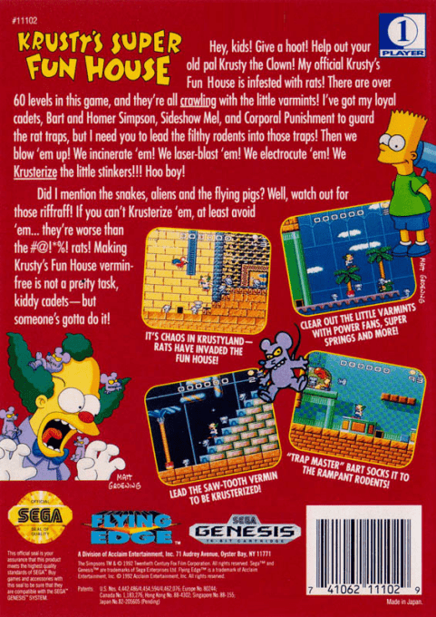 Krusty's Super Fun House — box-2D-back (US)