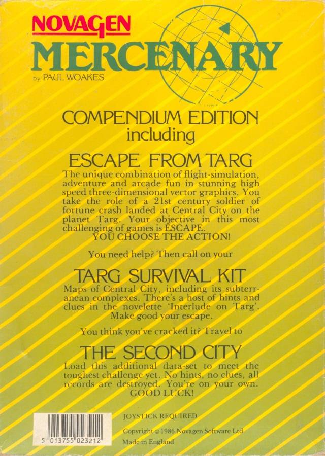 Mercenary - Escape from Targ + The Second City — box-2D-back (EU)