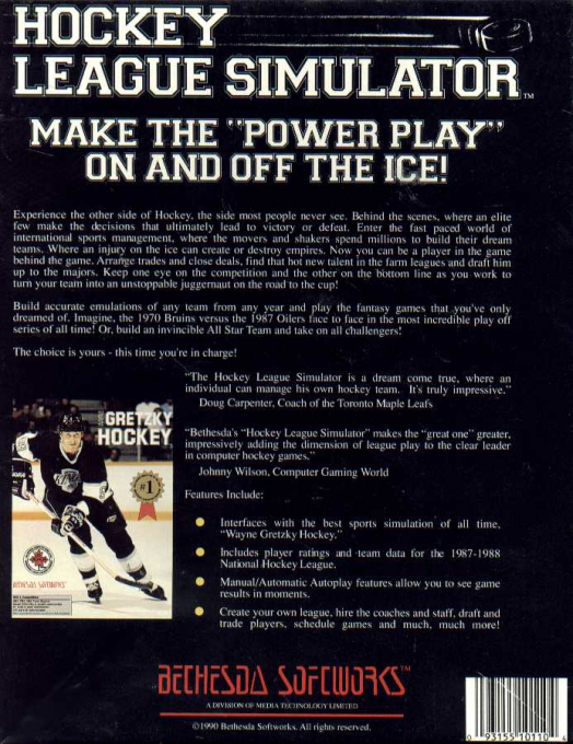 Hockey League Simulator — box-2D-back (US)