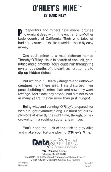 O'Riley's Mine — box-2D-back (WOR)