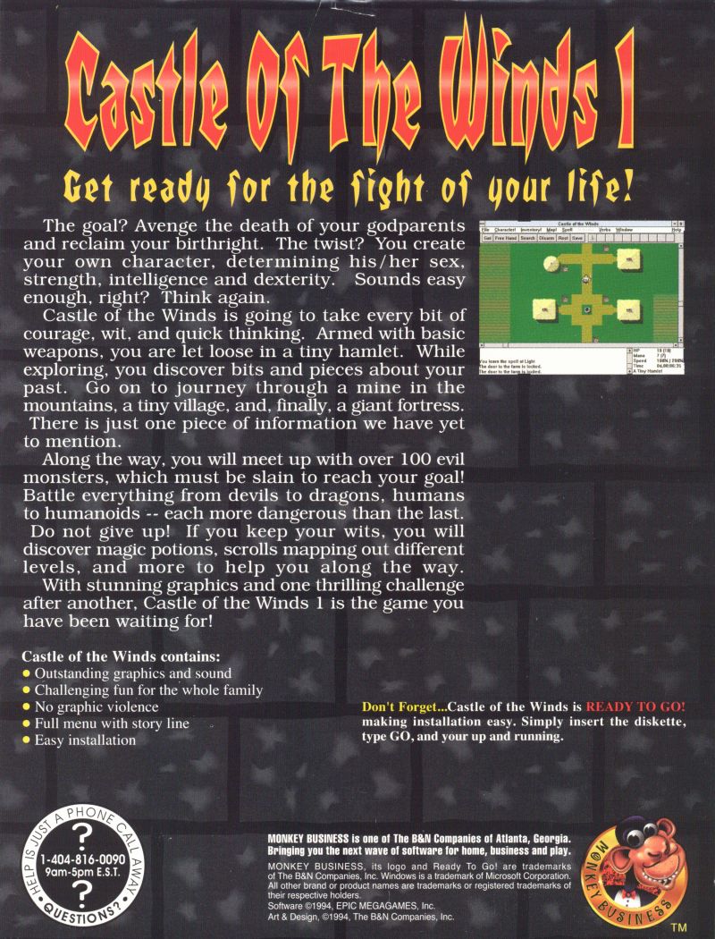 Castle of the Winds: A Question of Vengeance — box-2D-back (US)