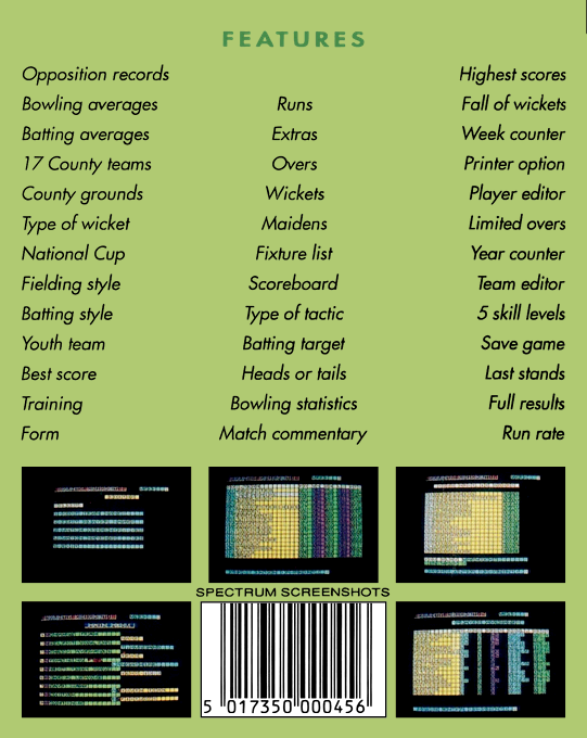 County Cricket — box-2D-back (EU)